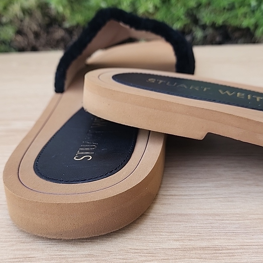 STUART WEITZMAN Black Cammy Block Heel Slide Leather Slide Sandals 9B EU 39.5 - Picture 5 of 12